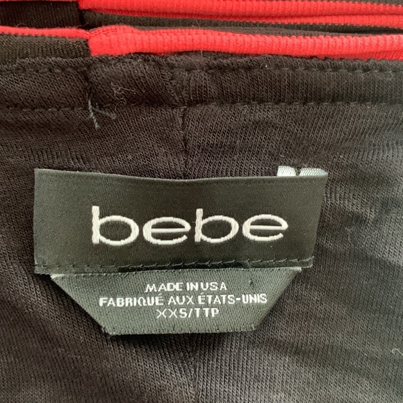 Bebe Black and Red Strapless Wavy Striped Body Con Midi Dress - Picture 8 of 10